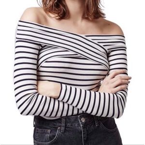 Topshop Off the Shoulder Crop Top